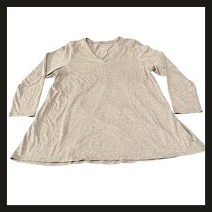 Pure Jill Shirred Back Tunic XL Petite Gray A-Line Long Sleeve Soft Knit Comfort